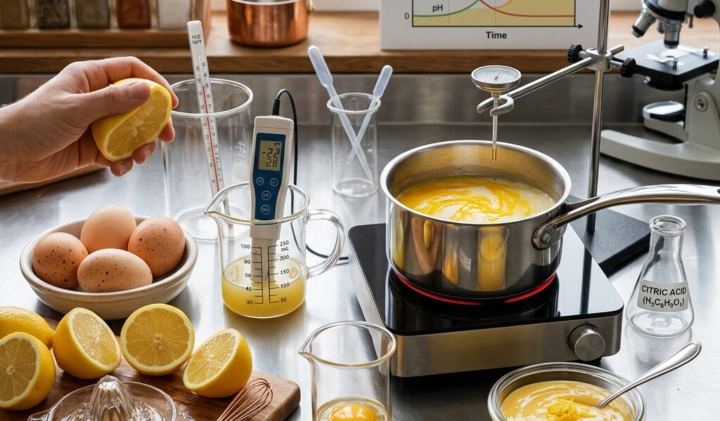 L’acidité (pH) des citrons et son impact direct sur la coagulation des œufs